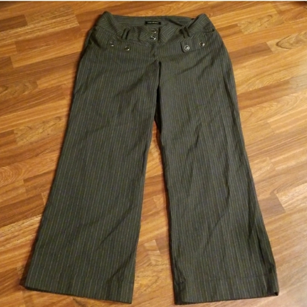 Lane Bryant Dk Grey w Pinstripes Trousers sz 16